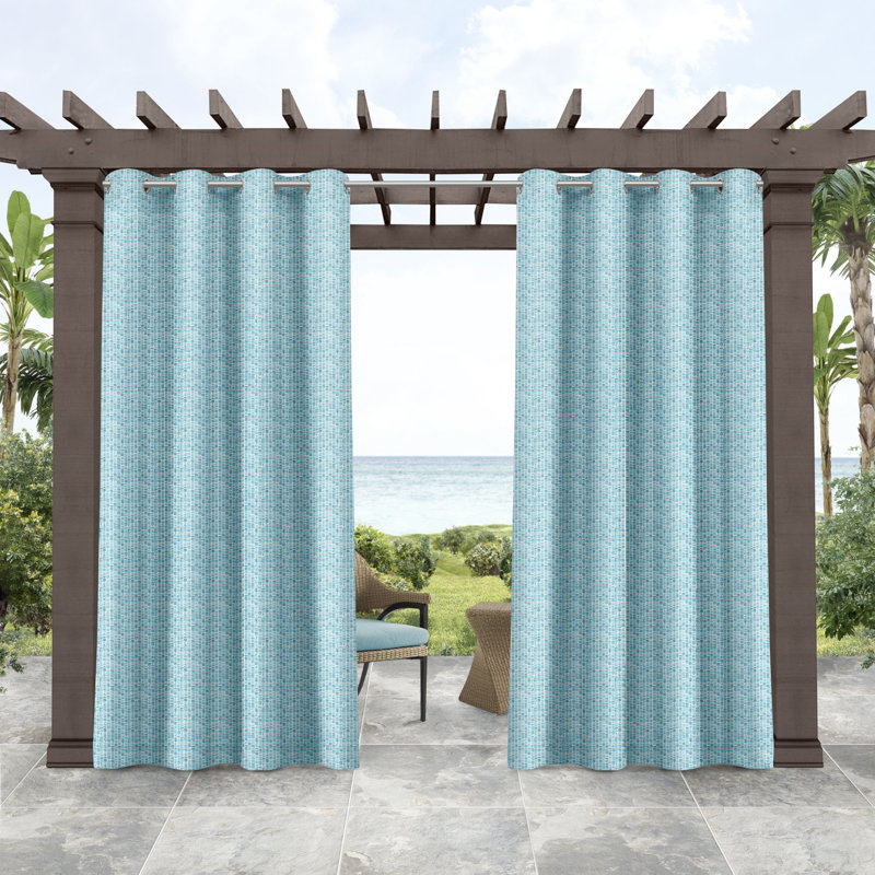 Tommy Bahama Indoor Outdoor Mosaic Light Filtering Grommet Top Curtain Panel 54 x84